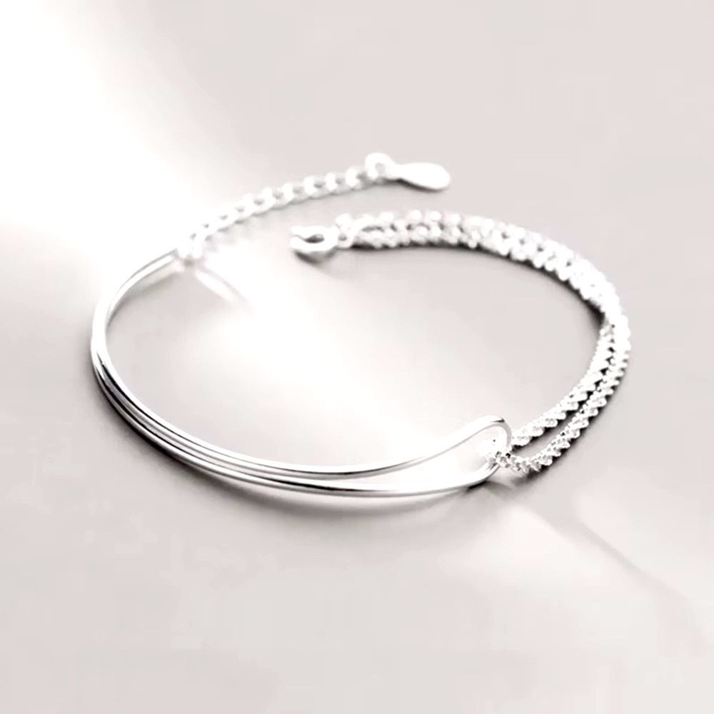 Licol Bracelet Italy .925 Silver Mixed Tubular + Chain Style - Picture 3 of 15